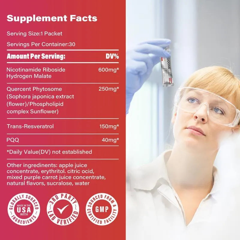 ZOOONE NR1000-NAD+ Berry Flavor Drink for Skin Aging Support, Energy, and Focus